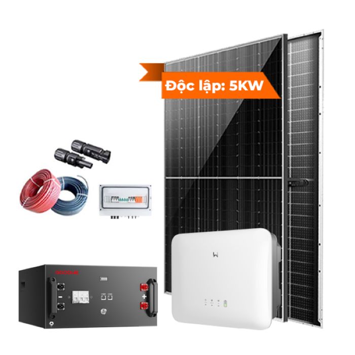 Các thiết bị chính có trong hệ thống điện mặt trời độc lập 5kW Các thiết bị chính có trong hệ thống điện mặt trời độc lập 5kW