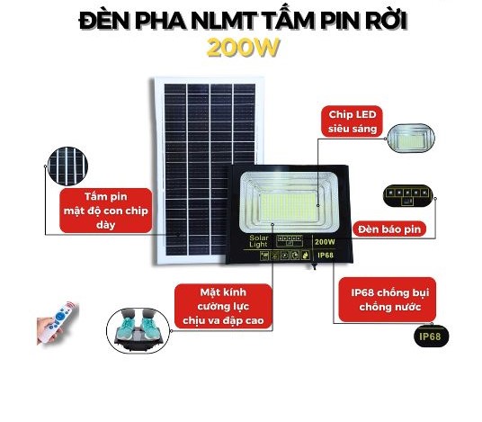 Những tính năng nổi bật của đèn pha năng lượng mặt trời 200W