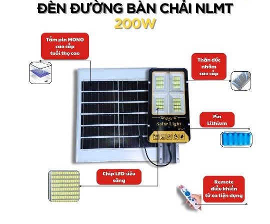 Ưu điểm nổi trội của đèn bàn chải năng lượng mặt trời 200W