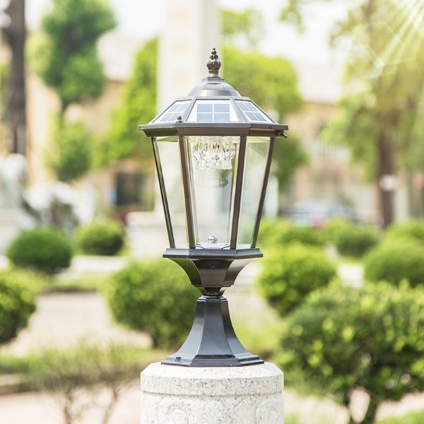 Mẫu đèn trụ cổng năng lượng mặt trời kiểu lục giác